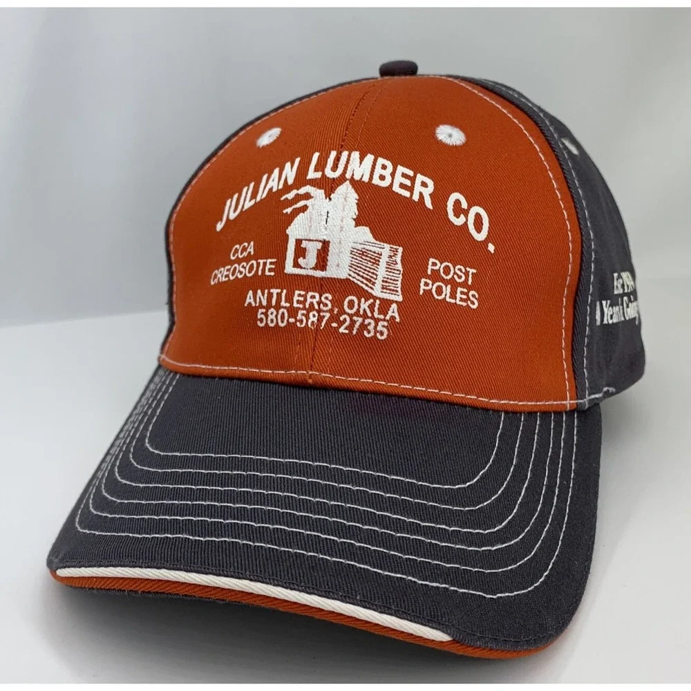 Julian Lumber Co Hat Antlers, OK Gray Orange Adjustable OSFM Sportsman Ball Cap